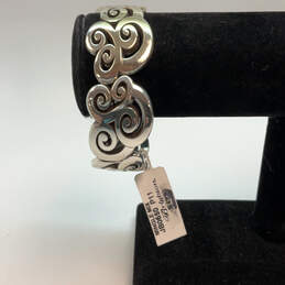 Designer Brighton Silver-Tone Open Work Scroll Hinged Bangle Bracelet