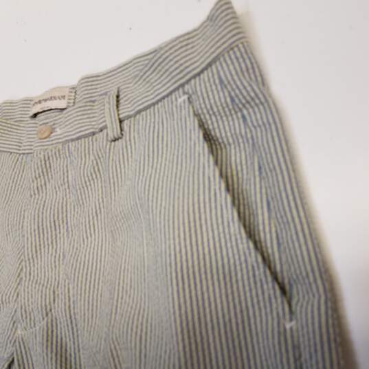 Mens Gray Striped Pockets Flat Front Straight Leg Dress Pants Size Large image number 4