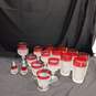 Bundle of 14 Assorted Clear with Red Accidents Drinkware Set w/Matching Salt and Pepper Shaker image number 1