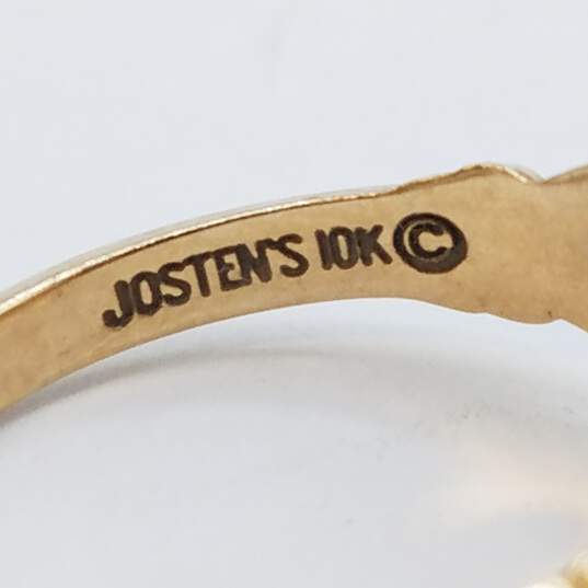 Jostens 10k Gold Blue Spinel Engraved 1979 Belmont High School Sz 6 3/4 Ring 3.4g image number 3