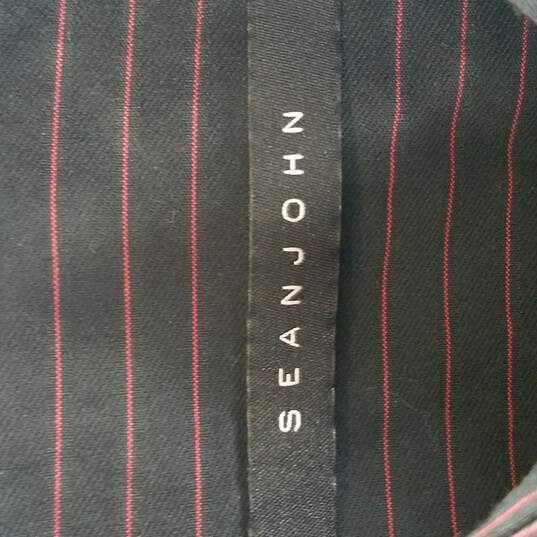 Sean John Men Black/Red Pinstriped Long Sleeve Dress Shirt 17|34/35 image number 3