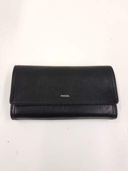 Fossil Black Trifold Snap Wallet