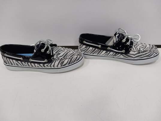Sperry Top-Sider Zebra Print Sequin Boat Shoes Size 10 image number 2