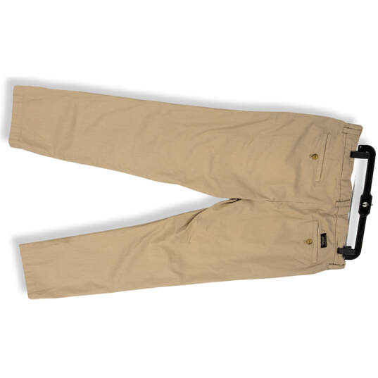 Womens Tan Pinstripe Flat Front Slash Pocket Regular Dress Pants Size 36X30 image number 2