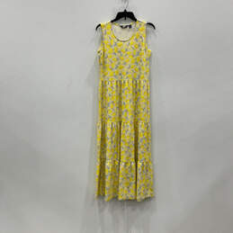 Womens Yellow Scoop Neck Sleeveless Fashionable Pullover Maxi Dress Size S