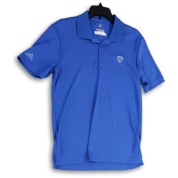 Mens Blue Short Sleeve Spread Collar Regular Fit Golf Polo Shirt Size Small