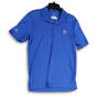 Mens Blue Short Sleeve Spread Collar Regular Fit Golf Polo Shirt Size Small image number 1