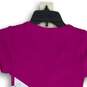 NWT Womens Fuchsia Jewel Applique Short Sleeve Henley Neck Pullover Top Size XS image number 4