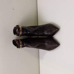 Michael Kors Women's Brown Leather Side Zip Buckle Accent High Heel Booties Size 8M alternative image