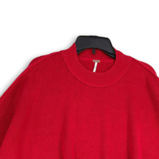 NWT Womens Red Knitted Crew Neck Long Sleeve Pullover Sweater Size Large image number 3