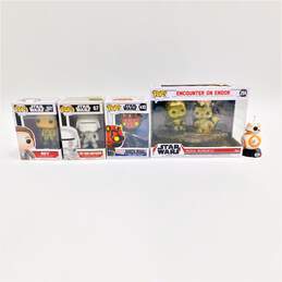 Funko Pop! Star Wars 61 BB-8, 67 First Order Snowtrooper, 161 Rey, 410 Darth Maul, and 294 Encounter on Endor (Set of 5)