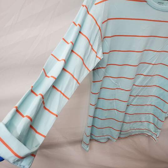 Women's Light Blue and Orange Stripe Patagonia Long Sleeve Shirt Size S image number 2