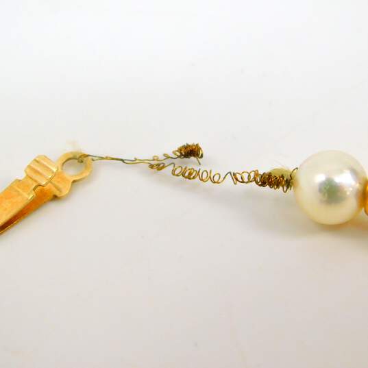 14K Yellow Gold Pearl & Gold Braded Bracelet 5.8g image number 5