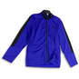 Womens Blue Black Mock Neck Long Sleeve Full-Zip Track Jacket Size Large image number 1