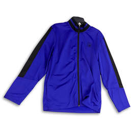 Womens Blue Black Mock Neck Long Sleeve Full-Zip Track Jacket Size Large