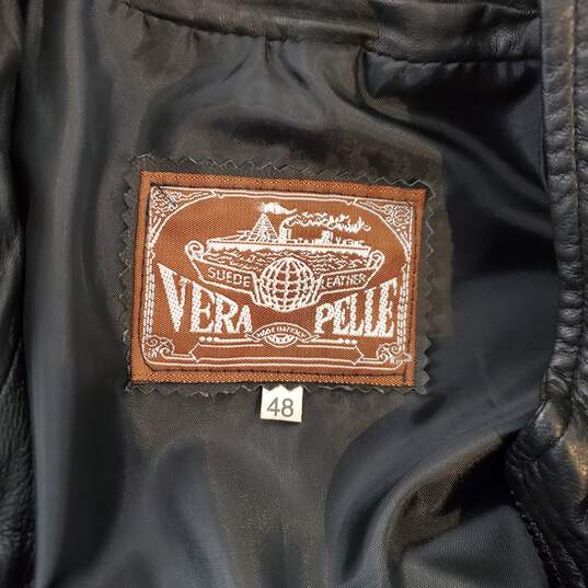 Vera Pelle Black Full Zip Leather Jacket Size 48 image number 3