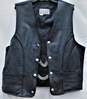 Mens Black Leather Buffalo Nickel MC Vest wExtenders SZ 48 image number 4