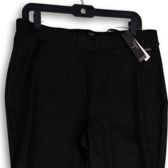 NWT Womens Black Gray Houndstooth Flat Front Skinny Leg Ankle Pants Size 1X image number 3