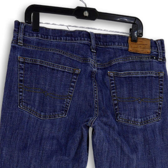 Mens Blue Denim Medium Wash 5 Pocket Design Straight Leg Jeans Size 36X30 image number 3