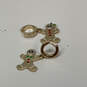 Designer Betsey Johnson Gold-Tone Rhinestone Gingerbread Huggie Earrings image number 3
