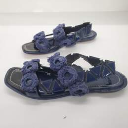 Tory Burch Women's Freya Eyelet Fringe Navy Patent Slingback Sandals Size 9.5 alternative image