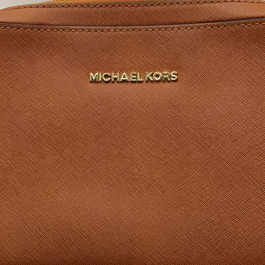 Michael Kors Womens Brown Leather Semi Chain Strap Inner Pocket Crossbody Bag image number 7