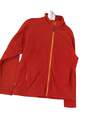 Mens Red Long Sleeve Stand Up Collar Fleece Full Zip Jacket Size Medium image number 1