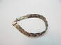 Artisan Sterling Silver Braided Herringbone Chain Necklace Bracelet & Domed Post Earrings 24.9g image number 2
