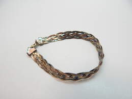 Artisan Sterling Silver Braided Herringbone Chain Necklace Bracelet & Domed Post Earrings 24.9g alternative image