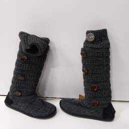 Muk Luks Women's Grey Woven Boots Size 10
