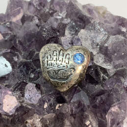 Designer Pandora S925 ALE Sterling Silver CZ Blue Stone Heart Beaded Charm alternative image