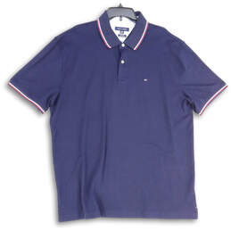 Mens Navy Blue Spread Collar Short Sleeve Custom Fit Polo Shirt Size XXL