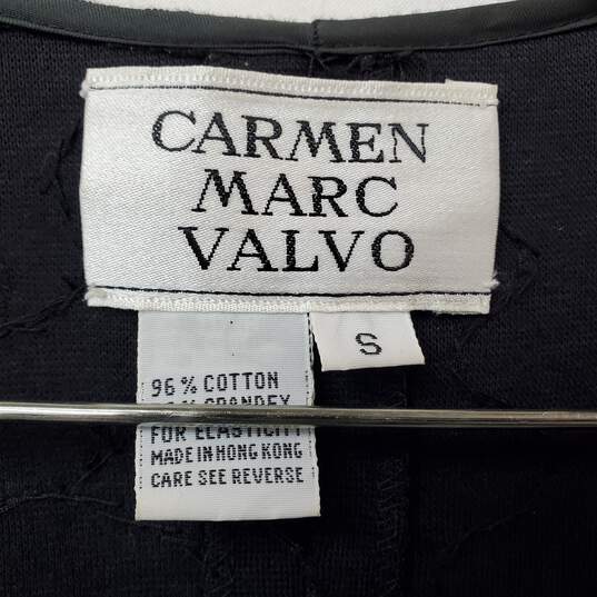 Carmen Marc Valvo Black Cotton Beaded Midi Dress Women's S image number 3