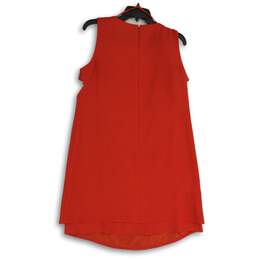 Womens Red Sequins Tie Neck Sleeveless Back Zip A-Line Dress Size 10 alternative image