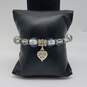 Sterling Silver & Bead 7" Faith Heart Charm Bracelet 23.8g image number 1