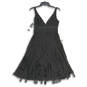 NWT Womens Black Sleeveless Pleated V Neck Back Zip Fit & Flare Dress Sz 2 image number 2