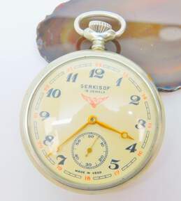 Vintage Serkisof Demiryolu USSR 18 Jewels Railway Case Pocket Watch 101.1g
