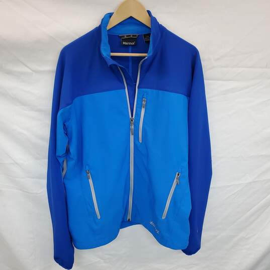Unisex Marmot Blue Soft Shell Stretch Full Zip Jacket Sz L/G image number 1