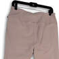 Womens Purple Pockets Flat Front Elastic Waist Cropped Leggings Size Large image number 3