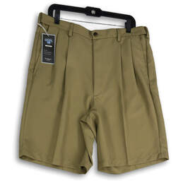NWT Mens Tan Cool 18 Pleated Slash Pocket Chino Shorts Size 36W