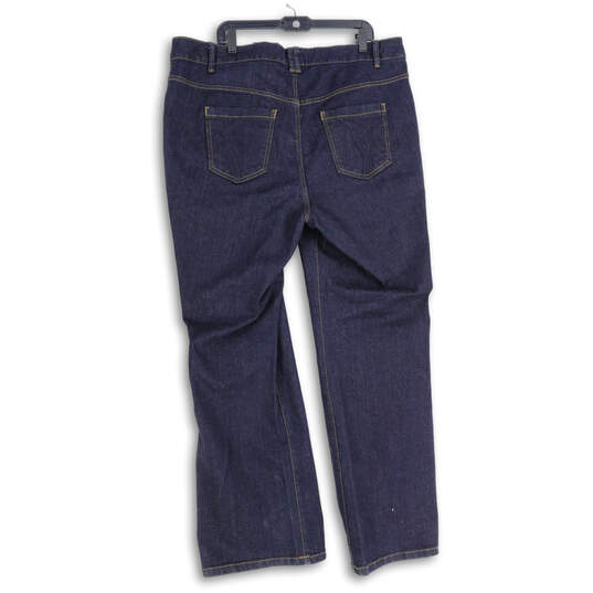 Womens Blue Denim Dark Wash 5-Pocket Design Straight Leg Jeans Size 20A image number 2