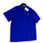 NWT Mens Blue Black Dri-Fit Short Sleeve Spread Collar Polo Shirt Size XXL image number 1