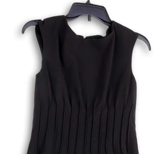 Womens Black Sleeveless Round Neck Back Zip Knee- Length Sheath Dress Sz 4 image number 3