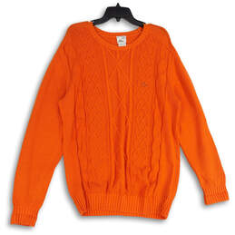 Womens Orange Knitted Long Sleeve Crew Neck Pullover Sweater Size 6