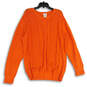 Womens Orange Knitted Long Sleeve Crew Neck Pullover Sweater Size 6 image number 1