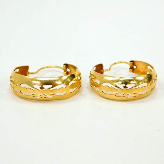 Fancy 14k Yellow Gold Etched Hoop Earrings 4.5g image number 5