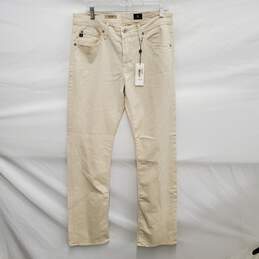 NWT AG Protégé MN's Ivory Straight Leg Cotton Blend Pants Size 32 x 32
