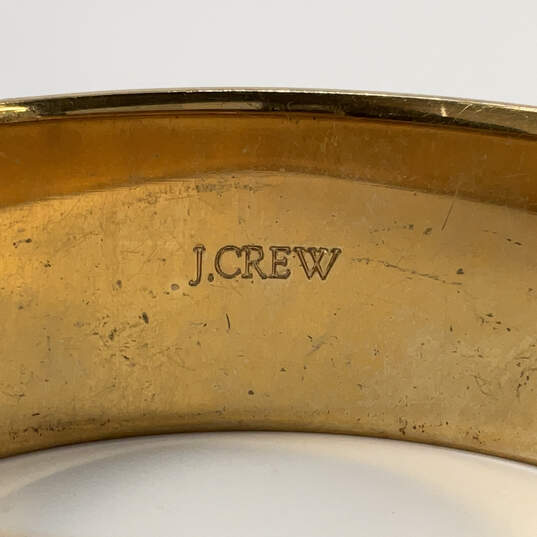 Designer J. Crew Gold-Tone Green Enamel Bangle Bracelet With Dust Bag image number 3