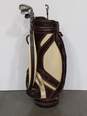 Burton Leather Brown Golf Bag & 5 Assorted Golf Clubs image number 8