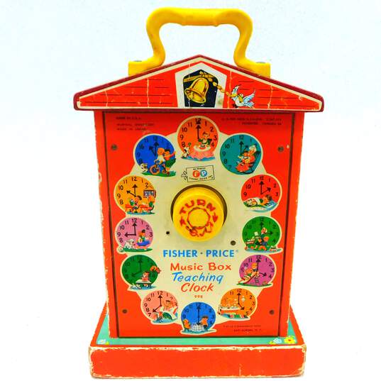Vintage Fisher Price Toy Lot Teaching Clock, Blue Bird & Humpty Dumpty Pull Toy image number 5